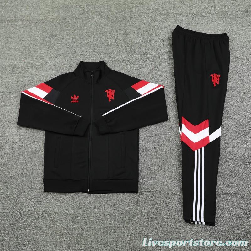 24/25 Manchester United Black Full Zipper Jacket +Long Pants