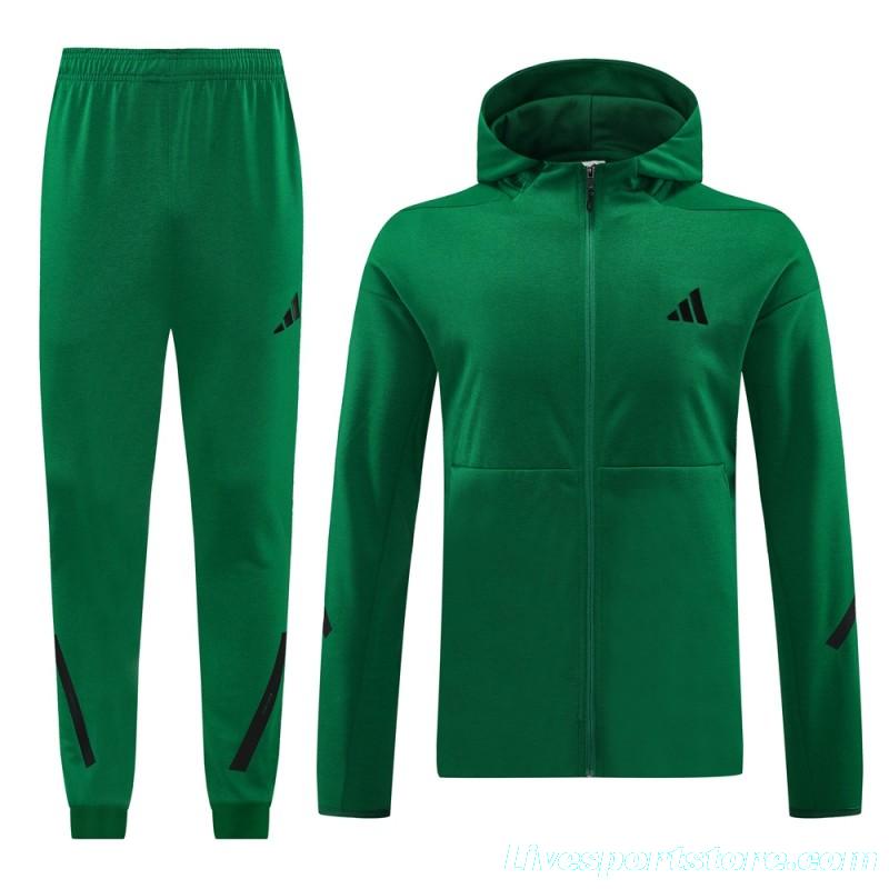 2024 Adidas Green Hoodie Full Zipper Jacket +Long Pants