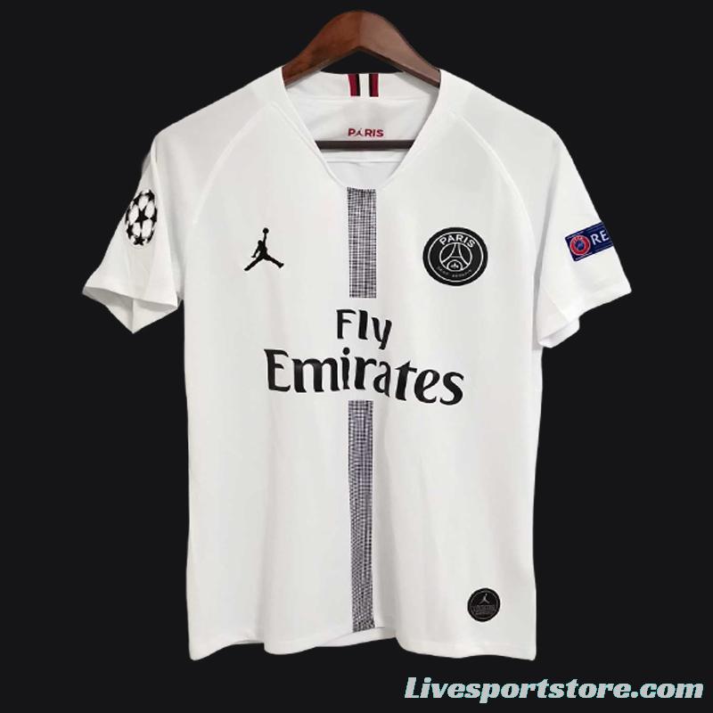 Retro 18/19 PSG Away White Jersey With Champions Patch