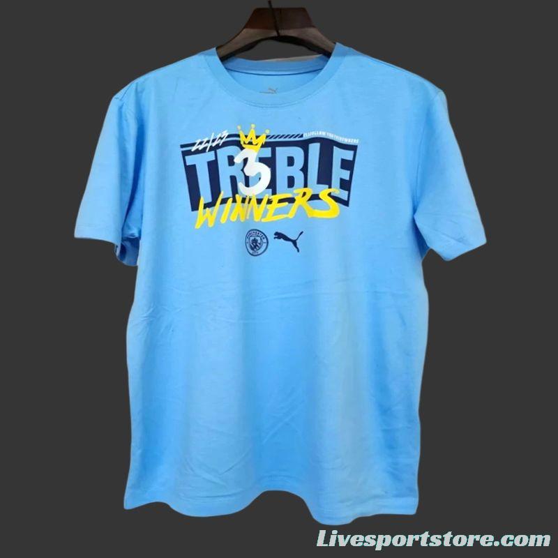 23/24 Manchester City Blue 3 Treble Winners Jersey