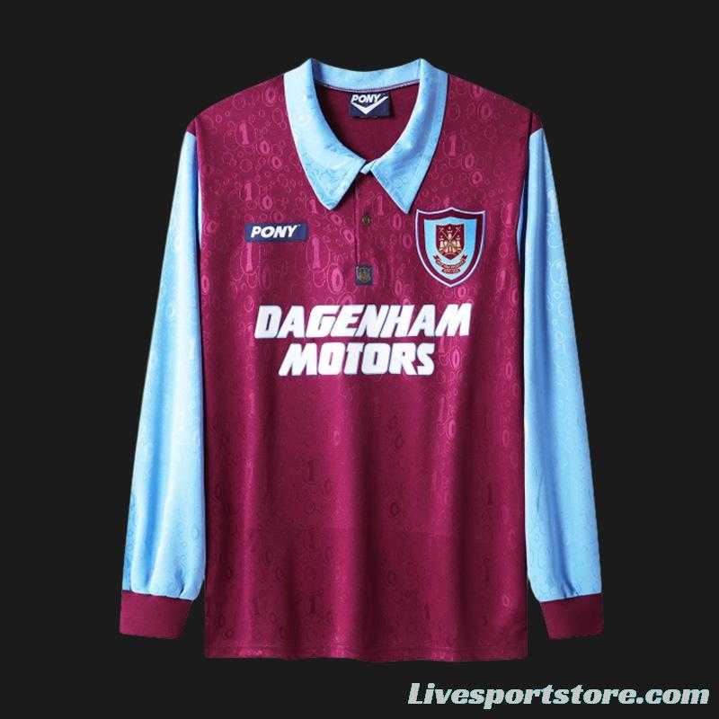 Retro 95/97 West Ham United Long Sleeve Home Jersey