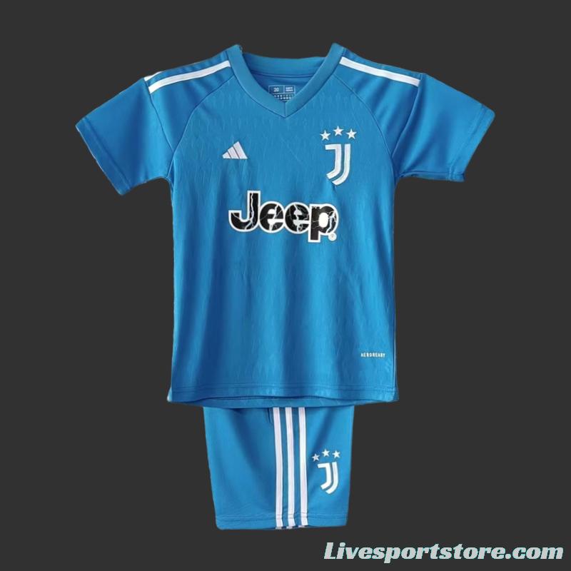 23/24 Kids Juventus Goalkeeper Blue Jersey