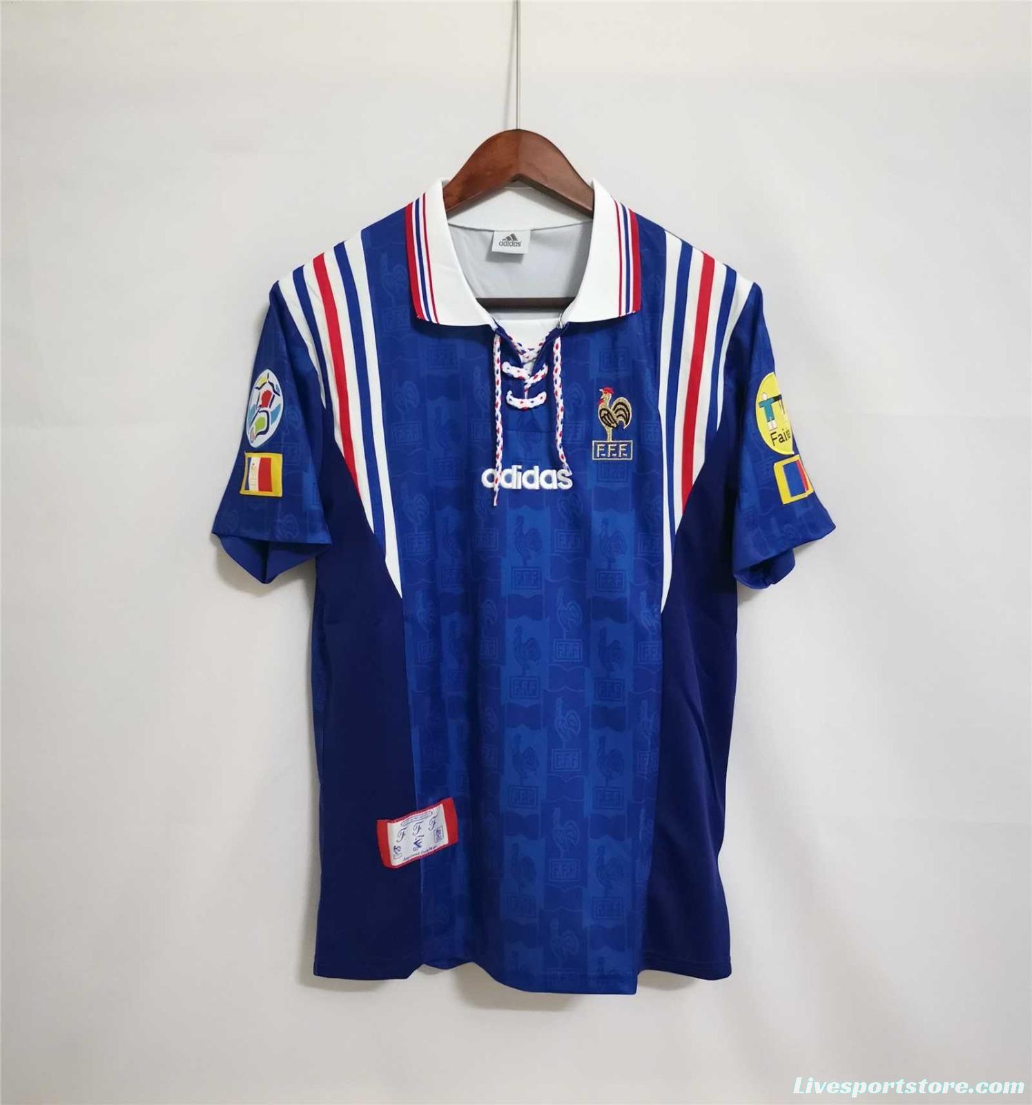 Retro 1996 France Home Jersey With EURO 1996 Patch