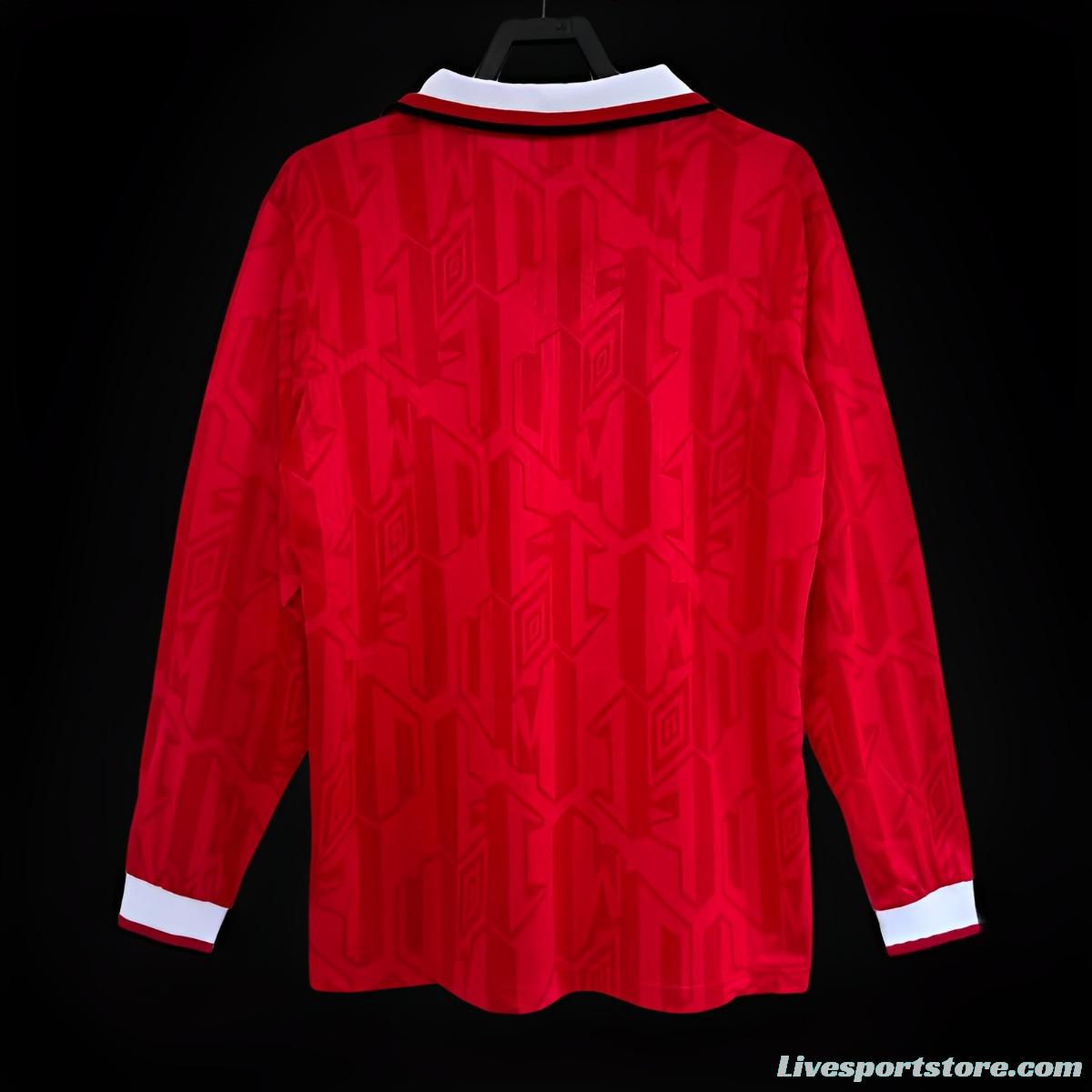 Retro 93/94 Manchester United Home Long Sleeve Jersey