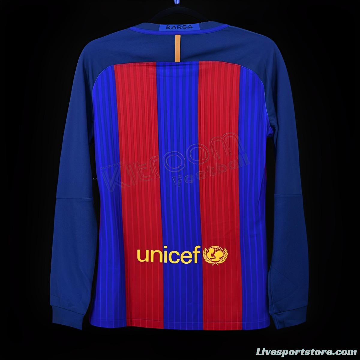 Retro 16/17 Barcelona Home Long Sleeve Jersey