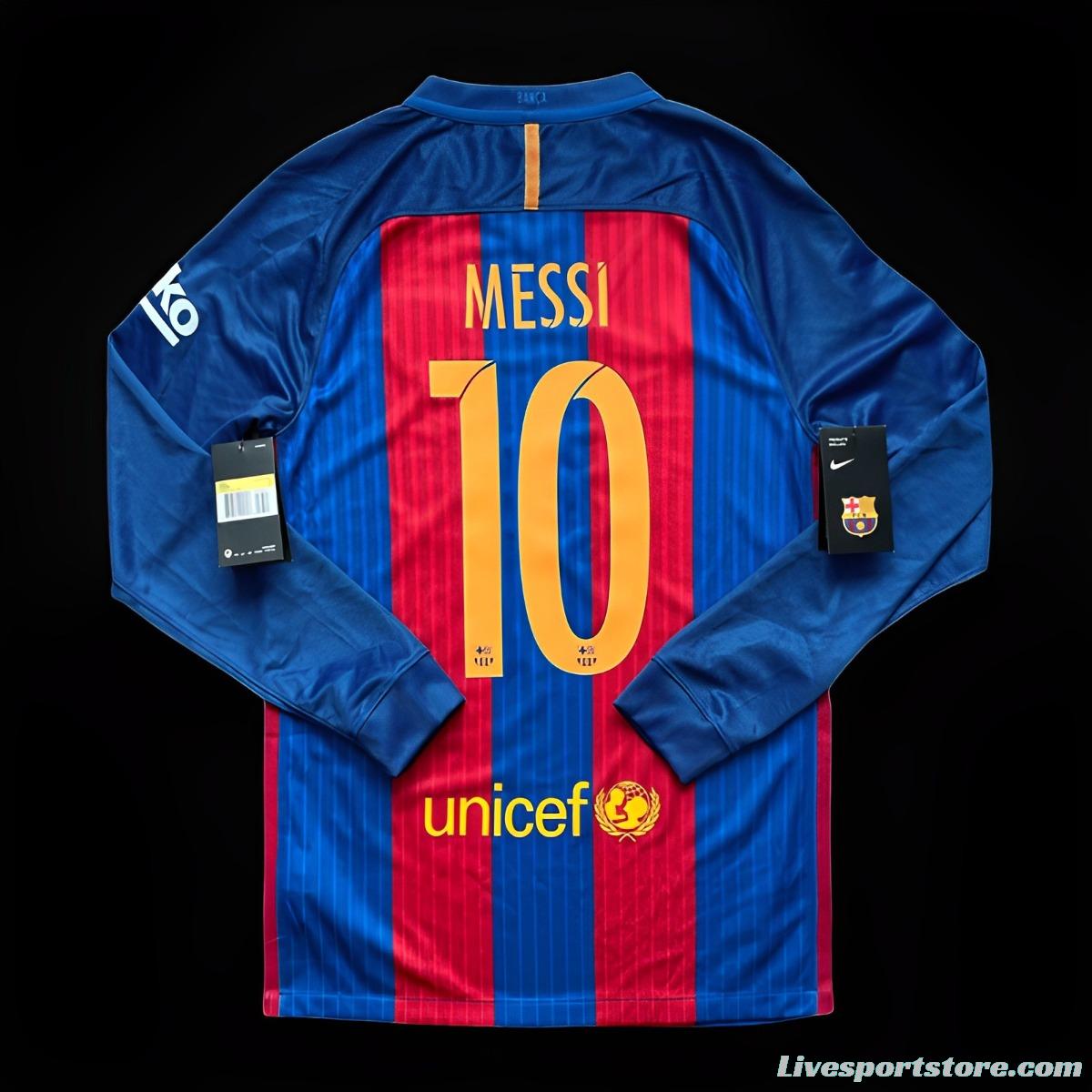 Retro 16/17 Barcelona Home Long Sleeve Jersey