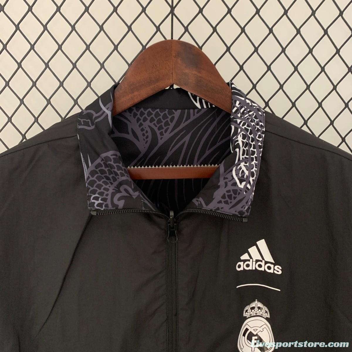 23/24 Real Madrid Black Dragon Reversible Full Zipper Jacket