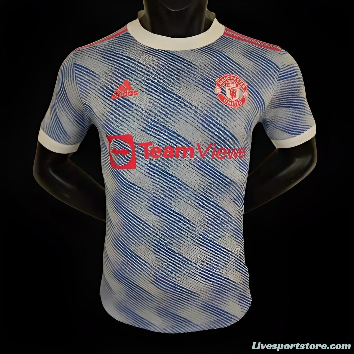 Player Version 21/22 Retro Manchester United Away Sky blue Jersey