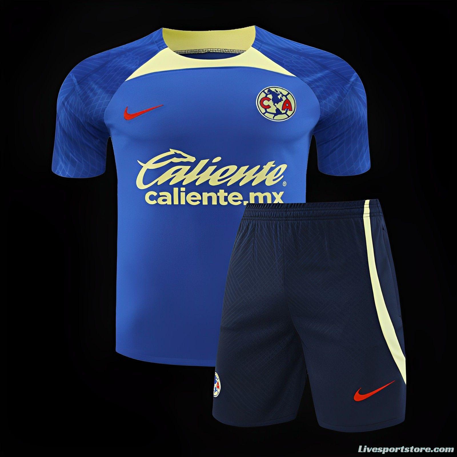 24/25 Club America Blue/Yellow Short Sleeve Jeresy+Shorts