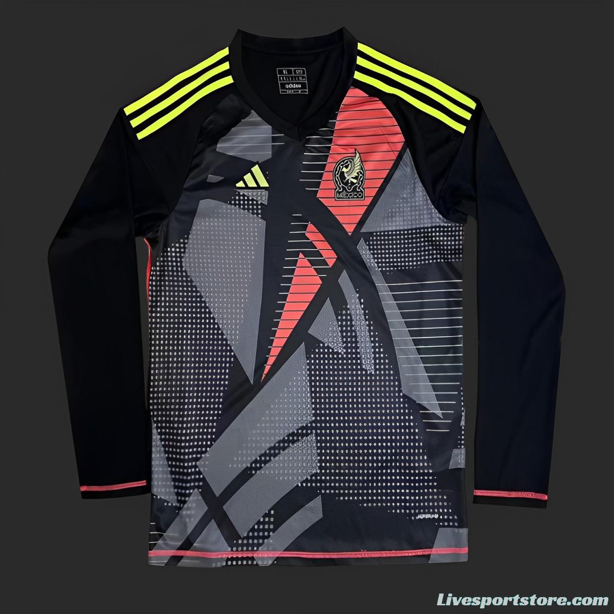 2024 Mexico Black Goalkeeper Long Sleeve Jersey