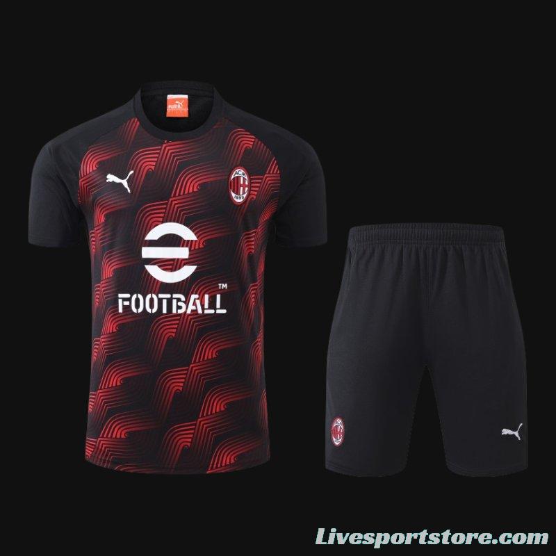 23/24 AC Milan Red/Black Cotton Short Sleeve Jersey+Shorts