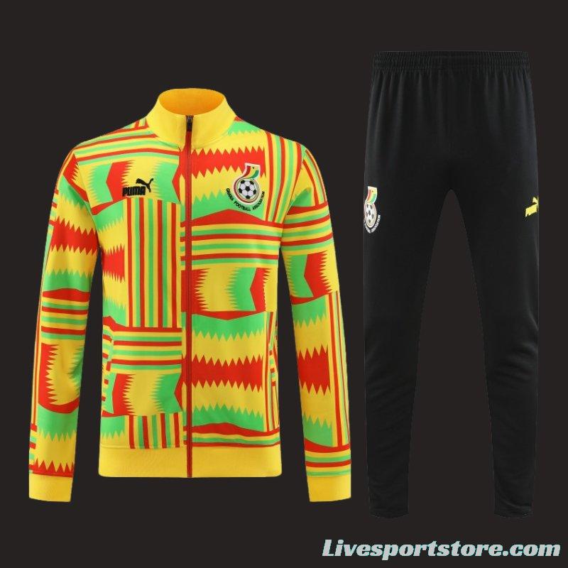 2024 Ghana Yellow  Full Zipper Hoodie Jacket+Pants