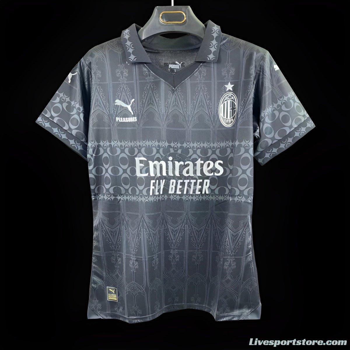 23/24 Women AC Milan x PLEASURES Forth Black Jersey