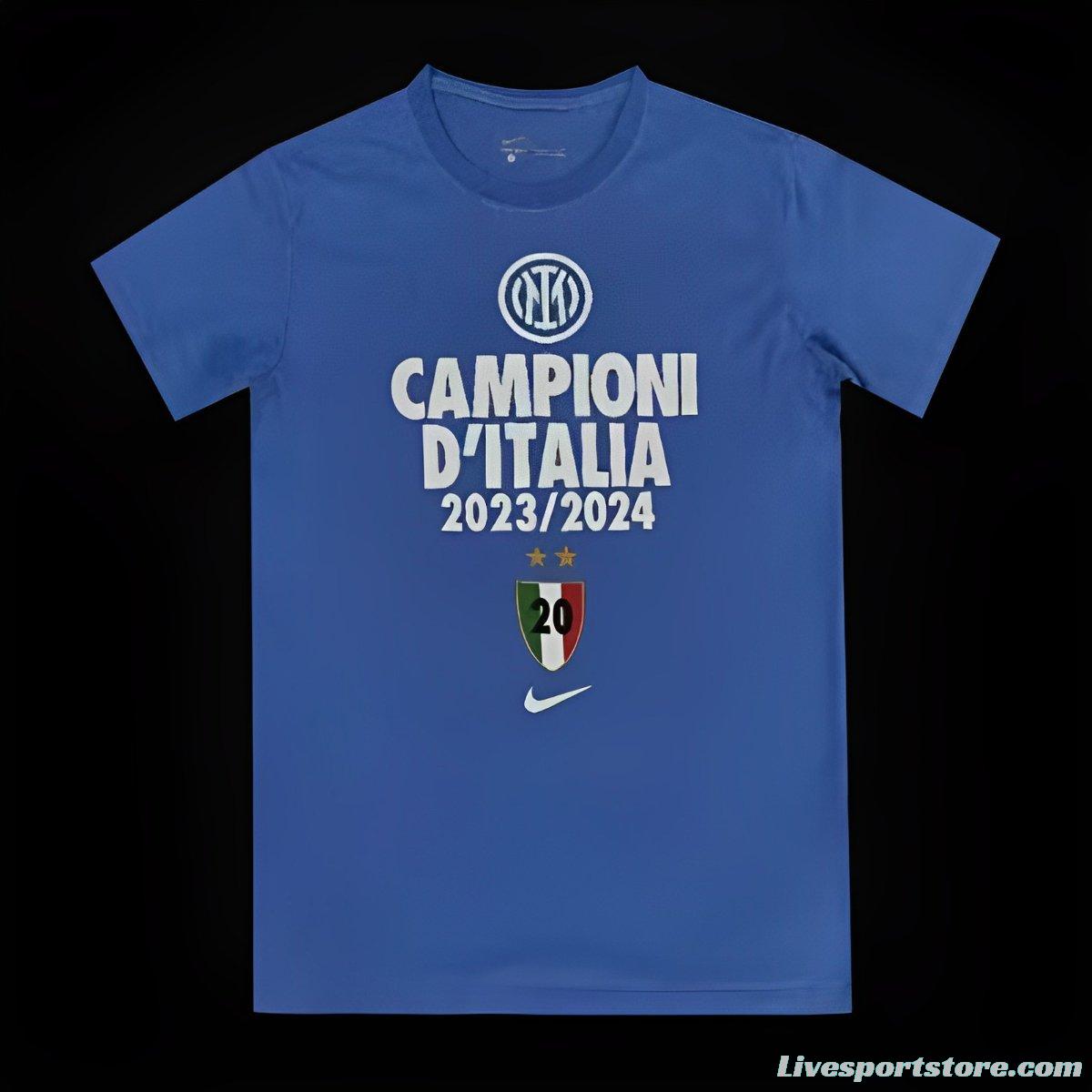 23/24 Inter Milan CAMPIONI D'ITALIA Blue T-Shirts With Snake Pattern