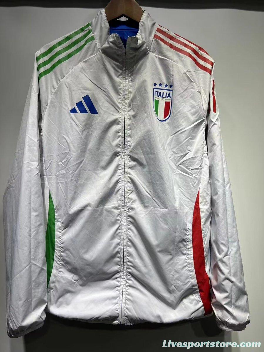 2024 Italy White/Blue Reversible Windbreaker