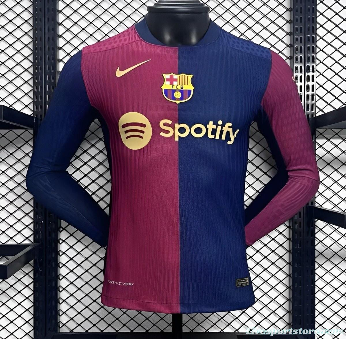 Player Version 24/25 Barcelona Home Long Sleeve Jersey