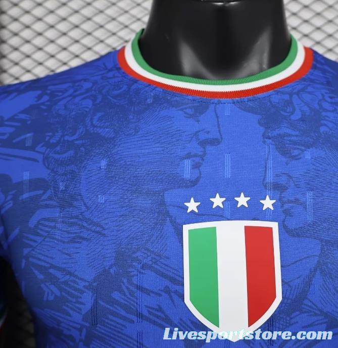 Player Version 2024 Italy Italian Football TV Blue EURO Jersey