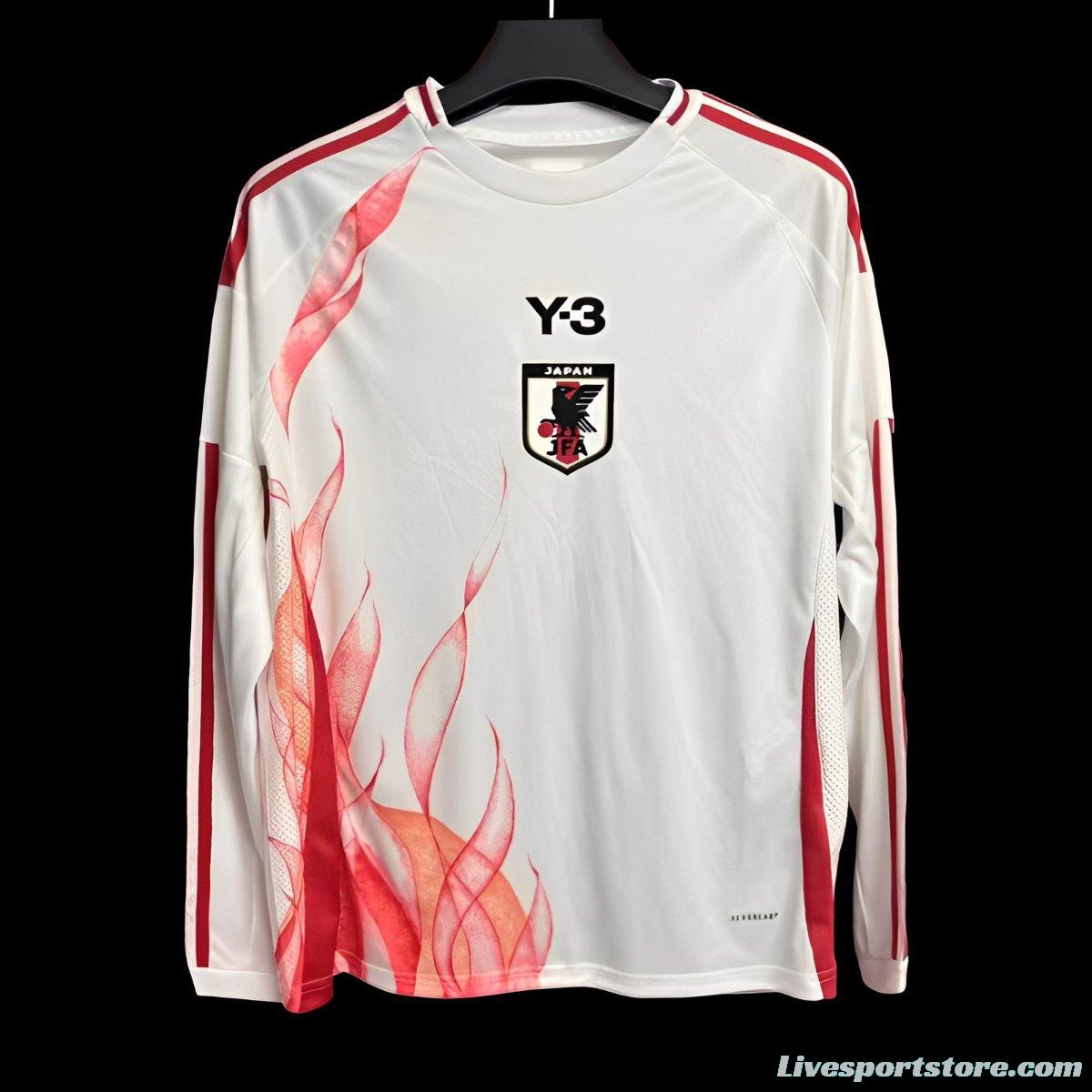 2024 Japan x Y3 Away White Long Sleeve Jersey